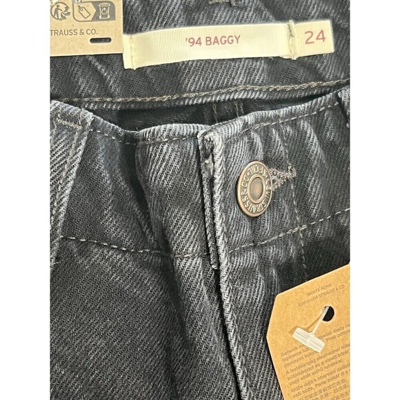 Levi's '94 Wide Baggy Black Cargo Y2K Cotton Jeans Adjustable Hem 24 x 3… - Picture 6 of 14